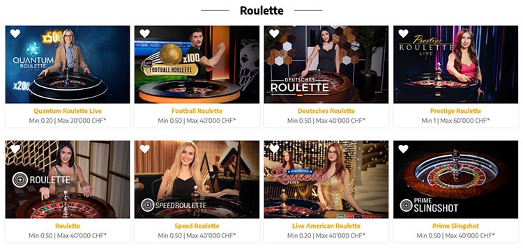 Live Casino bei Swiss4Win.ch - Roulette