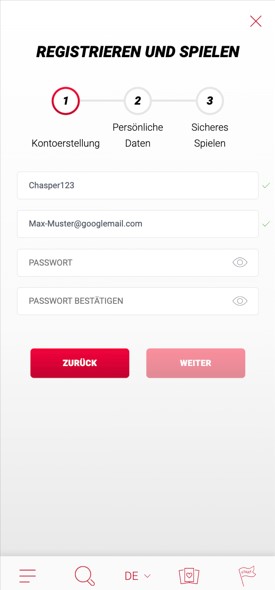 Jackpots Registrierung 1